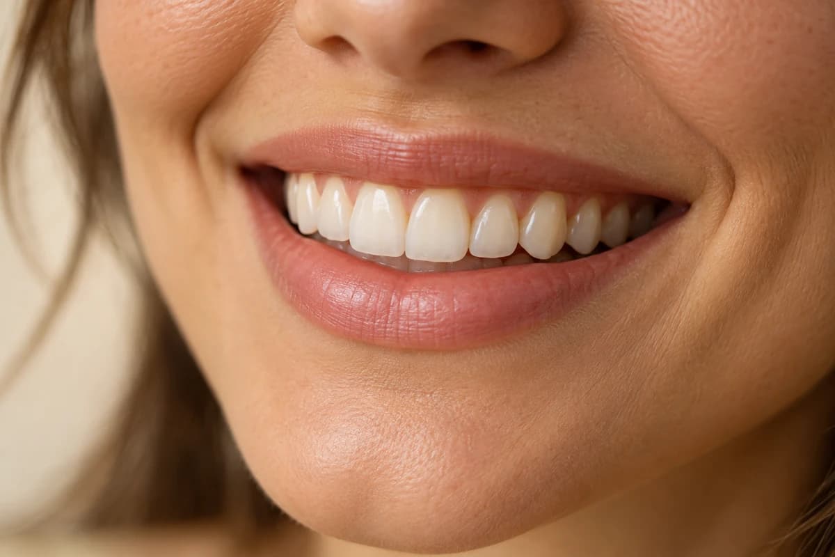 Sourire d’illustration : harmonie des formes, teinte naturelle et nuances de l’émail.